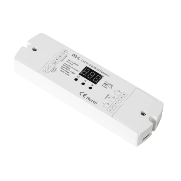 GloboStar® 71447 D3-L SKYDANCE DC DMX & RDM Dimmer High Speed Controller / Decoder 3 Καναλιών DC 12-24V 3 x 6A 144W - Max 18.5A 432W - IP20 Μ17 x Π5 x Υ2.5cm - 5 Years Warranty