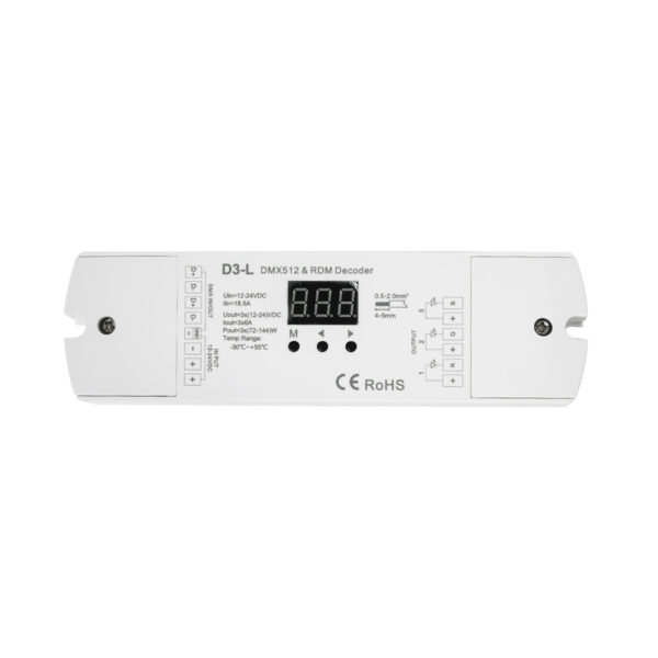 GloboStar® 71447 D3-L SKYDANCE DC DMX & RDM Dimmer High Speed Controller / Decoder 3 Καναλιών DC 12-24V 3 x 6A 144W - Max 18.5A 432W - IP20 Μ17 x Π5 x Υ2.5cm - 5 Years Warranty - Image 2