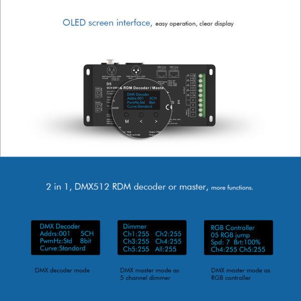 GloboStar® 71448 D5 SKYDANCE DC DMX & RDM Dimmer High Speed Controller / Decoder 5 Καναλιών DC 12-24V 5 x 6A 144W - Max 30A 864W - IP20 Μ17 x Π8 x Υ4cm - 5 Years Warranty - Image 7