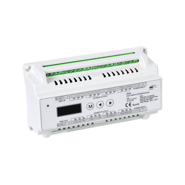 GloboStar® 71450 D24 SKYDANCE DC DMX & RDM Dimmer Din Rail Ράγας High Speed Controller / Decoder 24 Καναλιών DC 12-24V 24 x 3A 72W - Max 72.5A 1740W - IP20 Μ16 x Π9 x Υ6cm - 5 Years Warranty - Image 6