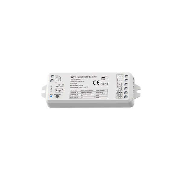 GloboStar® 71468 WT1 SKYDANCE DC WiFi & RF 2.4Ghz Dimmer High Speed Controller 2 Καναλιών DC 12-36V 2 x 5A 180W - Max 10A 180W - IP20 Μ11.5 x Π3.5 x Υ2cm - 5 Years Warranty - Image 6