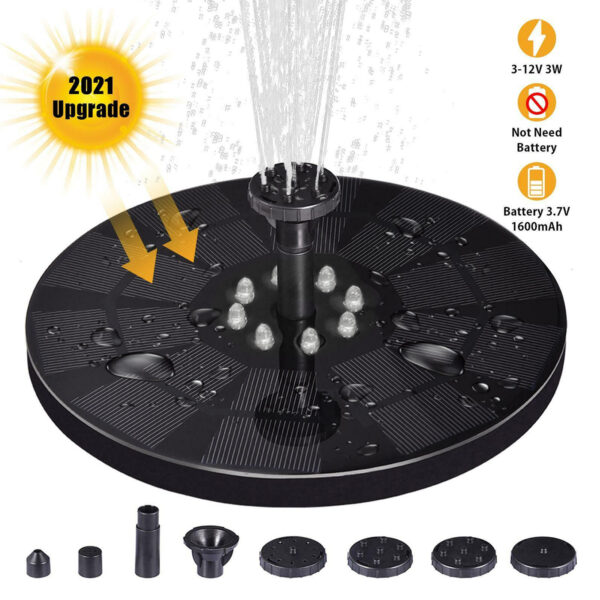 GloboStar® 71532 Ηλιακό Αυτόνομο Φωτοβολταϊκό Διακοσμητικό Συντριβάνι LED 3W με Μέγιστο Ύψος Νερού 30-60cm - 4 Διαφορετικά Μπέκ Ψεκασμού Αδιάβροχο IP68 Ψυχρό Λευκό 6000K Φ18 x Υ8cm - Image 8
