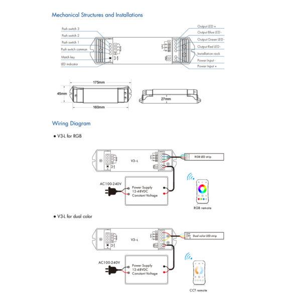 GloboStar® 71547 V3-L SKYDANCE DC RF 2.4Ghz Dimmer High Speed Controller & Push Dimming 3 Κανάλια DC 12-48V 3 x 6A 288W - Max 18.5A 288W - IP20 Μ17.5 x Π4.5 x Υ2.5cm - 5 Years Warranty - Image 9