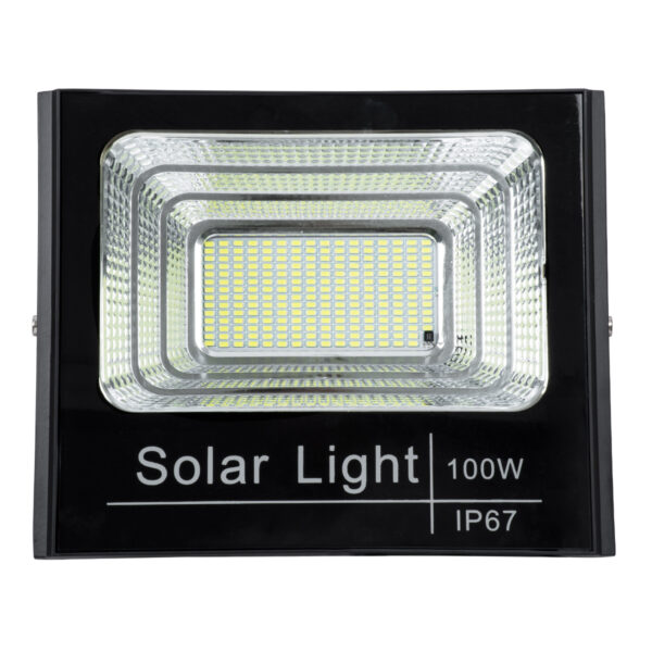 GloboStar® HERMES 71557 Αυτόνομος Ηλιακός Προβολέας LED SMD 100W 8000lm με Ενσωματωμένη Μπαταρία 15000mAh - Φωτοβολταϊκό Πάνελ με Αισθητήρα Ημέρας-Νύχτας και Ασύρματο Χειριστήριο RF 2.4Ghz Αδιάβροχος IP67 Ψυχρό Λευκό 6000K - 3 Χρόνια Εγγύηση - Image 4