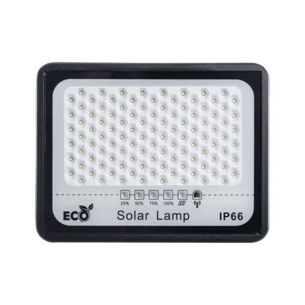 GloboStar® FAETHON 71559 Αυτόνομος Ηλιακός Προβολέας LED SMD 100W 10000lm με Ενσωματωμένη Μπαταρία 10000mAh - Φωτοβολταϊκό Πάνελ με Αισθητήρα Ημέρας-Νύχτας και Ασύρματο Χειριστήριο RF 2.4Ghz Αδιάβροχος IP66 Ψυχρό Λευκό 6000K - 3 Χρόνια Εγγύηση - Image 2