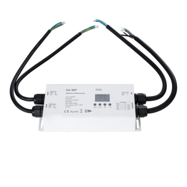 GloboStar® 71571-IP65 D4-WP SKYDANCE DC DMX & RDM Dimmer High Speed Controller / Decoder 4 Καναλιών DC 12-36V 4 x 5A 180W - Max 20.5A 720W - Αδιάβροχος IP65 Μ17 x Π8 x Υ4cm - 5 Years Warranty - Image 2