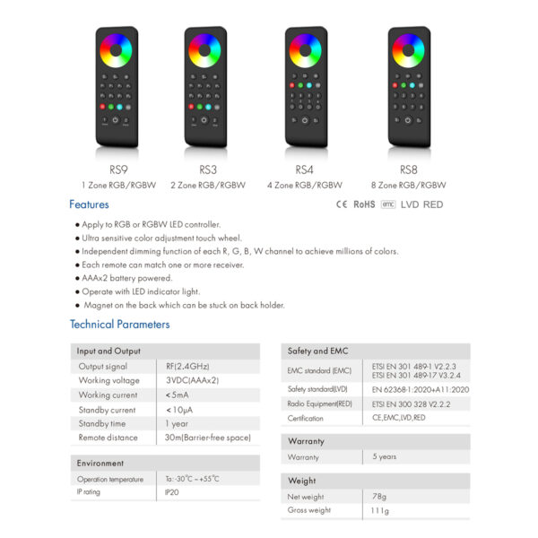 GloboStar® 71573 RS6 SKYDANCE Ασύρματο Χειριστήριο Αφής RF 2.4Ghz 4 Καναλιών για όλα τα Μονόχρωμα 4 Καναλιών SKYDANCE Controller DC 3V 2 x AAA - IP20 Μαύρο Μ15.5 x Π4.5 x Υ1.9cm - 5 Years Warranty - Image 7