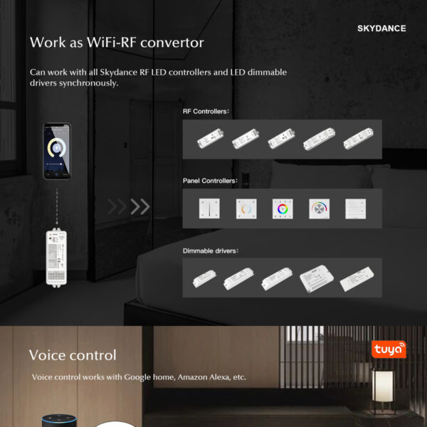 GloboStar® 73010 WT5 SKYDANCE DC WiFi & RF 2.4Ghz Dimmer High Speed Controller 5 Καναλιών DC 12-24V 5 x 3A 72W - Max 15A 360W - IP20 Μ10 x Π4 x Υ2cm - 5 Years Warranty - Image 9