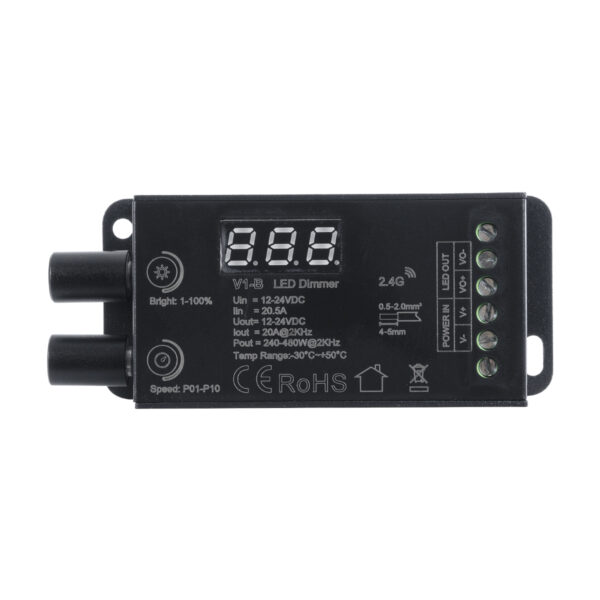 GloboStar® 73116 V1-B SKYDANCE DC RF 2.4Ghz Dimmer Constant Voltage Controller 1 Κανάλι DC 12-24V 1 x 20.5A 480W - Max 20.5A 480W - IP20 Μ9 x Π4 x Υ2.8cm - 5 Χρόνια Εγγύηση - Image 3