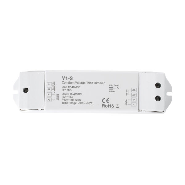 GloboStar® 73127 V1-S SKYDANCE AC Triac Dimmer Push Dimming 1 Κανάλι DC 12-48V 1 x 15A 720W - Max 15A 720W - IP20  Μ17.5 x Π4.5 x Υ2.5cm - 5 Χρόνια Εγγύηση - Image 2