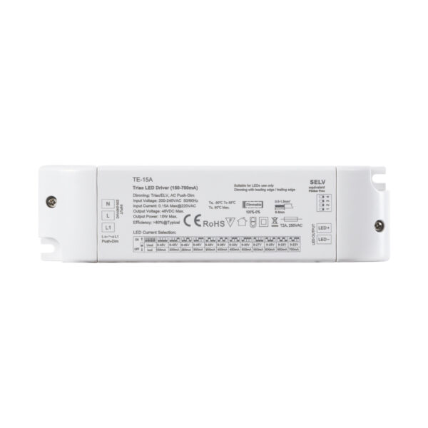 GloboStar® 73133 TE-15A SKYDANCE AC Triac Dimmable Constant Current LED Driver Push Dimming 1 Κανάλι AC 200-240V 1 x 0.15A 15W - Max 0.15A 15W - IP20  Μ15.1 x Π4.1 x Υ3cm - 5 Χρόνια Εγγύηση - Image 2