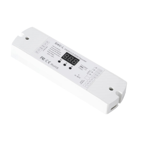 GloboStar® 73145 D4C-L SKYDANCE DC DMX512 Constant Current & RDM Decoder 4 Καναλιών DC 12-48V 4 x 0.5A 22.5W - Max 2A 90W - IP20  Μ17 x Π5 x Υ2.5cm - 5 Χρόνια Εγγύηση