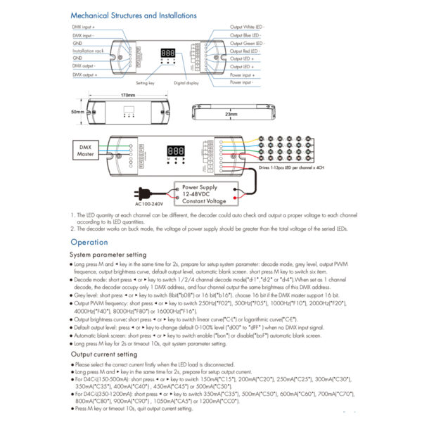 GloboStar® 73146 D4C-L SKYDANCE DC DMX512 Constant Current & RDM Decoder 4 Καναλιών DC 12-48V 4 x 1A 54W - Max 4A 216W - IP20  Μ17 x Π5 x Υ2.5cm - 5 Χρόνια Εγγύηση - Image 9