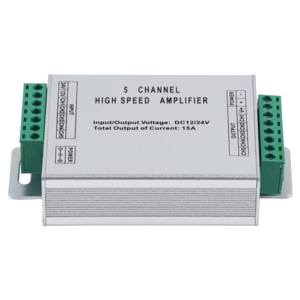 GloboStar® 73395 High Speed LED Amplifier 5 Channels - Ενισχυτής Σήματος Υψηλών Ταχυτήτων LED 5 Καναλιών DC 12-24V RGBW+WW Max 360W Μ10.5 x Π6.3 x Υ2.3cm - Image 2