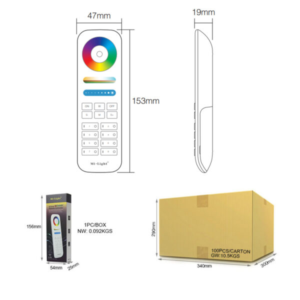 GloboStar® 73426 FUT089 Mi-Light Ασύρματο Χειριστήριο Αφής RF 2.4Ghz 8 Group για όλα τα RGBW+WW Mi-BOXER Controller DC 3V 2 x AAA - IP20 Λευκό - Μ15.6 x Π5.4 x Υ2.5cm - 5 Years Warranty - Image 18