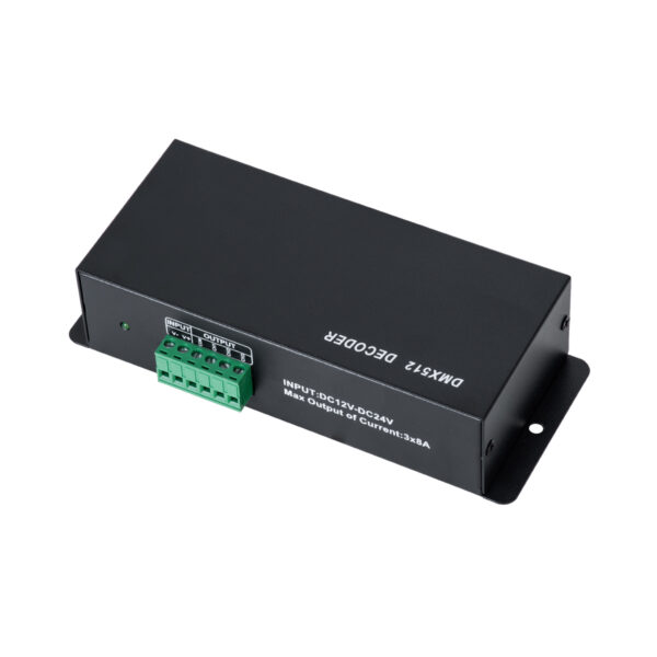 GloboStar® 73490 DC DMX Dimmer High Speed Controller / Decoder 3 Καναλιών DC 12-24V 3 x 8A 192W - Max 24A 576W - IP20 Μ16 x Π9 x Υ6cm - 2 Χρόνια Εγγύηση - Image 2