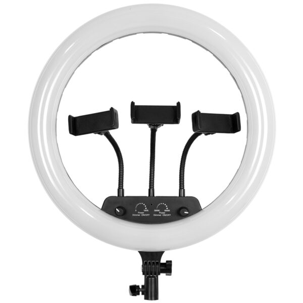 GloboStar® 75804 Professional Digital Ring Light Φ36cm LED SMD 50W 5000lm 180° AC 230V με Καλώδιο Τροφοδοσίας Πρίζας - Ασύρματο Χειριστήριο RF 2.4Ghz Εναλλαγής Χρωμάτων & 3 Βάσεις Τηλεφώνου - Πολύχρωμο RGBW+WW Dimmable - Image 2