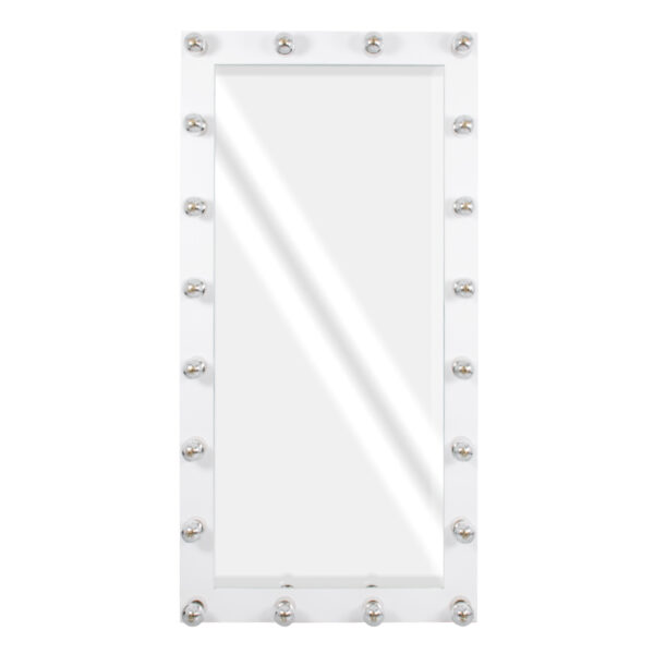 GloboStar® MAKEUP MIRROR-160x80-4 Μοντέρνος Καθρέπτης Μακιγιάζ με Πλαίσιο Φυσικού Ξύλου με Διακόπτη On/Off 20 x E27 AC220-240V - Μ80 x Π7 x Υ160cm - Λευκή Λάκα - Image 2