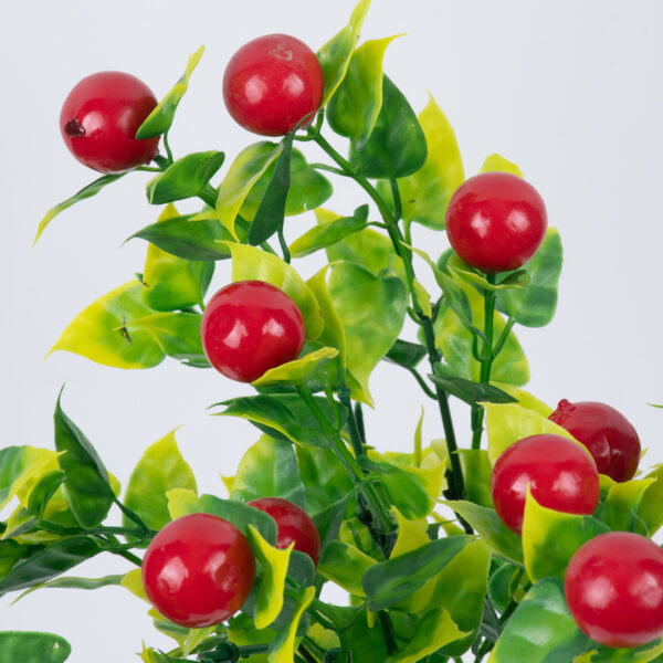 GloboStar® BUTCHERS BROOM 78268 Τεχνητό Φυτό Ρούσκος - Μπουκέτο Διακοσμητικών Φυτών - Κλαδιών με Φύλλωμα Πράσινο - Κόκκινο - Κίτρινο Υ30cm