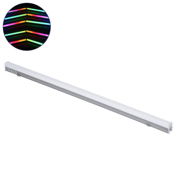 GloboStar® DIGI-BAR 90214 Ψηφιακή Μπάρα Φωτισμού Wall Washer Digital Pixel Facade Tuber Bar LED 12W 720lm 180° DC 24V Αδιάβροχο IP65 L100 x W3 x H4.5cm RGB DMX512 - Ασημί με Οπάλ Λευκό Κάλυμμα - 3 Years Warranty