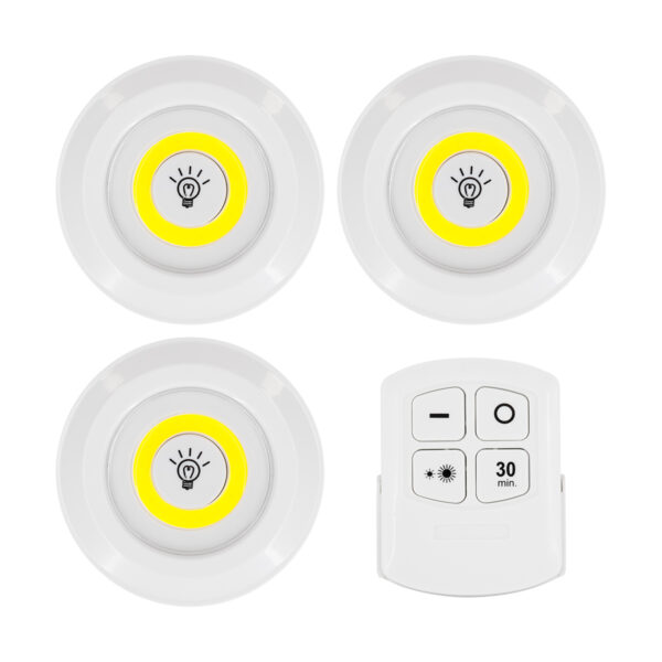 GloboStar® 79044 Φωτιστικά Νυκτός Μπαταρίας LED COB 6W 600lm με Timer & Ασύρματο Χειριστήριο RF - ΣΕΤ 3 Τεμαχίων Ψυχρό Λευκό 6000K - Image 2