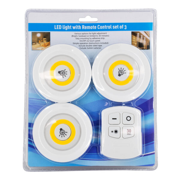 GloboStar® 79045 Φωτιστικά Νυκτός Μπαταρίας LED COB 6W 600lm με Timer & Ασύρματο Χειριστήριο RF - ΣΕΤ 3 Τεμαχίων Θερμό Λευκό 3000K - Image 13