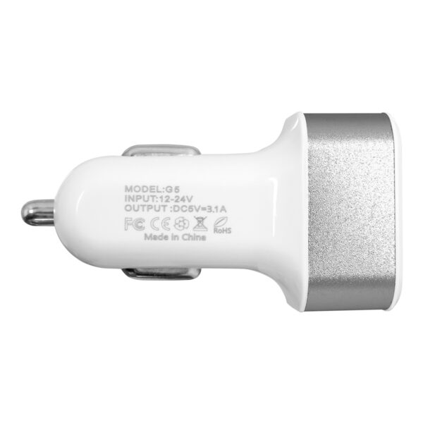 Globostar® 79501 Ασημί Φορτιστής Αυτοκινήτου DC 12-24V με 3 Εξόδους USB DC 5V Max 3.1A 20W και Καλώδιο USB σε Type-C - Image 2