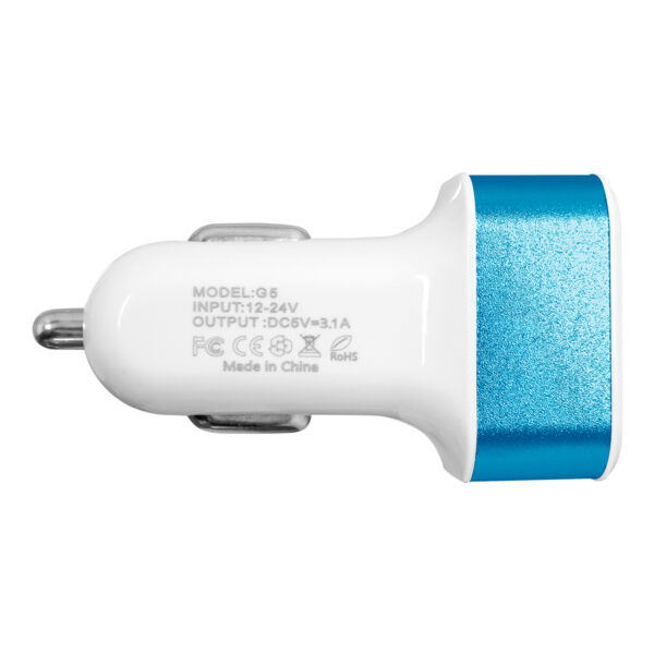 Globostar® 79503 Μπλε Φορτιστής Αυτοκινήτου DC 12-24V με 3 Εξόδους USB DC 5V Max 3.1A 20W και Καλώδιο USB σε Type-C - Image 2