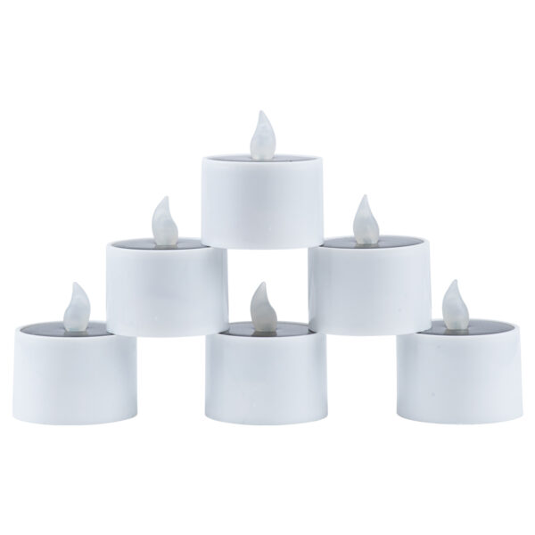 GloboStar® CANDLE 79546 ΣΕΤ 6 x Αυτόνομα Ηλιακά Διακοσμητικά Realistic Κεράκια με LED Εφέ Κινούμενης Φλόγας - 400mAh Μπαταρία - Φωτοβολταϊκό Πάνελ - Θερμό Λευκό 2700K Μπεζ D5.3 x H6cm - Image 2