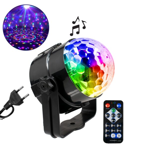 GloboStar® 79601-1 LED Party Disco Μπάλα με Περιστρεφόμενα Φωτορυθμικά Εφέ Πολύχρωμη RGB 15W με Sound Control Activated Εφέ και με Ασύρματο Χειριστήριο AC 230V IP20 Μ11 x Π8.6 x Υ13cm - Image 3