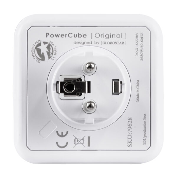 GloboStar® TRAVEL PowerCube PRO Certified 79628 Πολύπριζο 5 Θέσεων με 5 Πρίζες Ασφαλείας Childproof EU Schuko AC 220-240V Μ7.5 x Π11.5 x Υ7.5 - Λευκό με Κόκκινο - Max Load 3680W/16A - Image 8