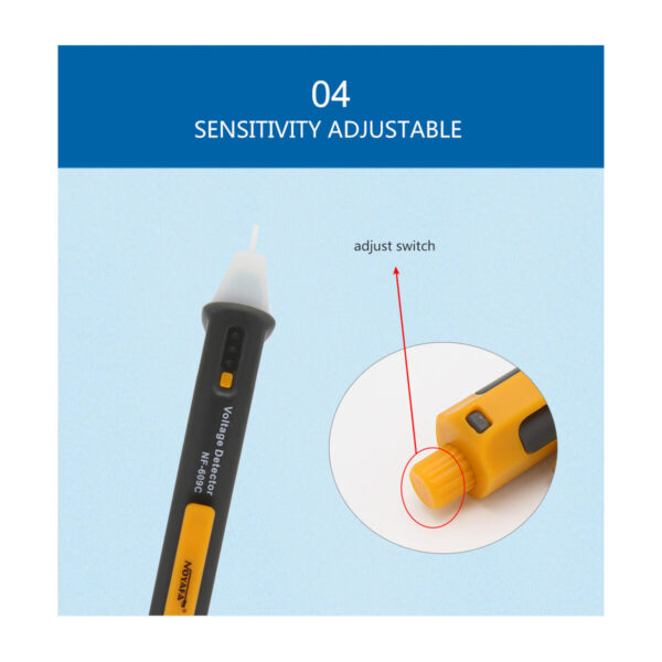 GloboStar 79990 Επαγγελματικός Ανιχνευτής Τάσης ΑC - Voltage Detector Χωρίς Επαφή 50-1000V με Φακό LED - Ένδειξη LED - Ρύθμηση Ευαισθησίας - Ένδειξη Ισχύος Σήματος - Εργαλείο Ηλεκτρολόγου - Image 12