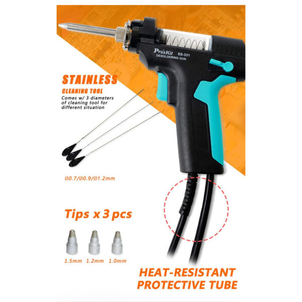 GloboStar® 79994 Proskit SS-331H Desoldering Station - Επαγγελματικός Σταθμός Αποκόλλησης Ρεύματος 140W AC 220-240V με Ρύθμιση Θερμοκρασίας 160°C έως 480°C Μ13 x Π18.5 x Υ16cm - Image 13