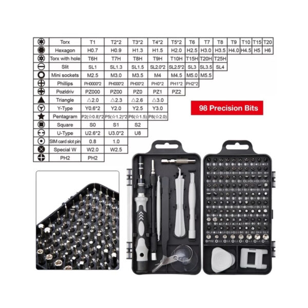 GloboStar® 79996 Επαγγελματικό Mini Σετ Εργαλείων 115 Εξαρτημάτων σε 1 DIY Tool Kit - Για Επισκευές iPhone,Samsung κλπ Κινητά Τηλέφωνα - PC - Laptop - Xbox - Ρολογιών - Οπτικά - Γυαλιά και Γενικών Μικρόεπισκευών Λεπτομέρειας με Μαγνητικό Κατσαβίδι Καστάνι - Image 3