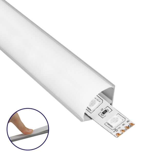 GloboStar® CORNER-PROFILE 70815-2M Προφίλ Αλουμινίου - Βάση & Ψύκτρα Ταινίας LED με Λευκό Γαλακτερό Κάλυμμα - Επιφανειακή Γωνιακή Χρήση - Πατητό Κάλυμμα - Ασημί - 2 Μέτρα - Πακέτο 5 Τεμαχίων - Μ200 x Π1.6 x Υ1.6cm