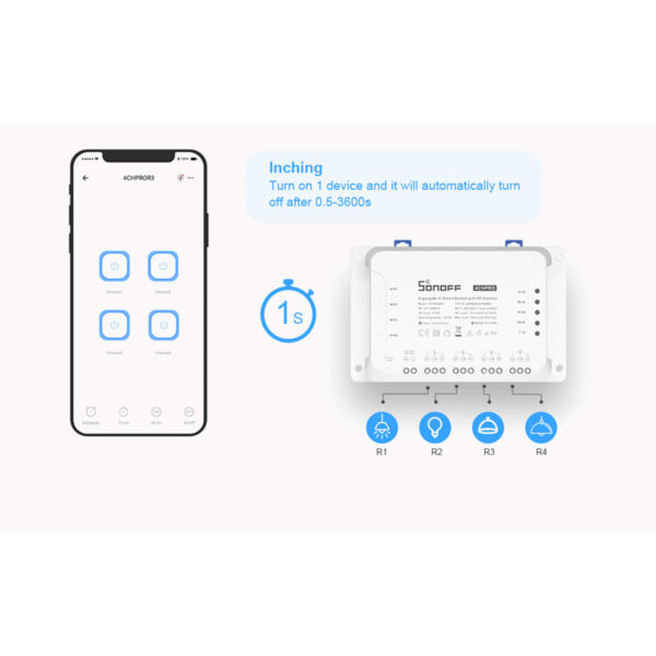 GloboStar® 80010 SONOFF 4CHR3 - Wi-Fi Smart Switch DIY Four Way 4 Gang - 4 Output Channel - Image 10