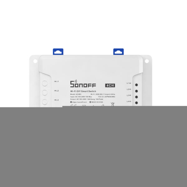 GloboStar® 80010 SONOFF 4CHR3 - Wi-Fi Smart Switch DIY Four Way 4 Gang - 4 Output Channel