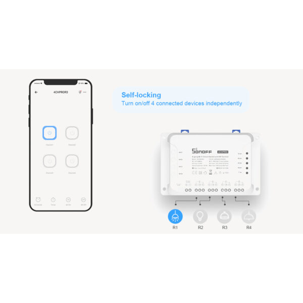 GloboStar® 80011 SONOFF 4CHPROR3 - Wi-Fi Smart Switch DIY Four Way 4 Gang & RF Control - 4 Output Channel - Image 9