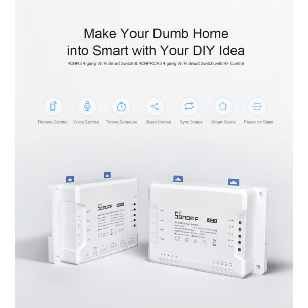 GloboStar® 80011 SONOFF 4CHPROR3 - Wi-Fi Smart Switch DIY Four Way 4 Gang & RF Control - 4 Output Channel - Image 7