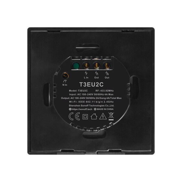 GloboStar® 80019 SONOFF T3EU2C-TX-EU-R2 - Wi-Fi Smart Wall Touch Button Switch 2 Way TX GR Series - Image 3