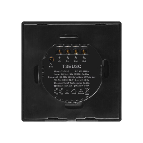 GloboStar® 80020 SONOFF T3EU3C-TX-EU-R2 - Wi-Fi Smart Wall Touch Button Switch 3 Way TX GR Series - Image 3