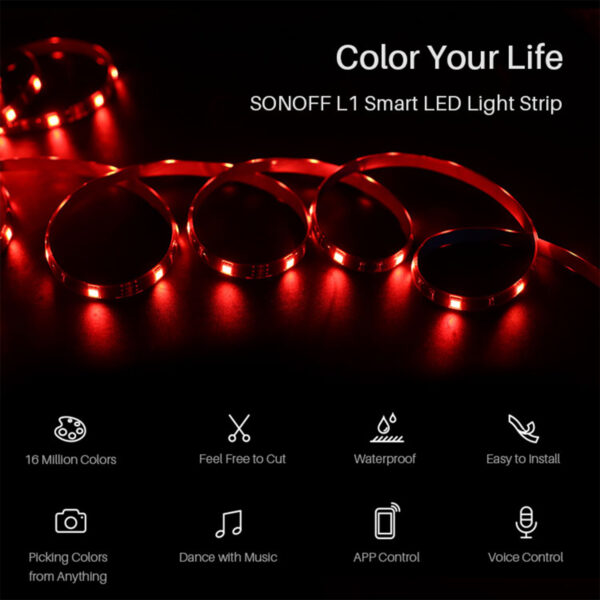 GloboStar® 80024 SONOFF L1-5M-EU-GR-R2 - Wi-Fi Smart RGB LED Light Strip SET 5M Waterproof IP65 - Image 9