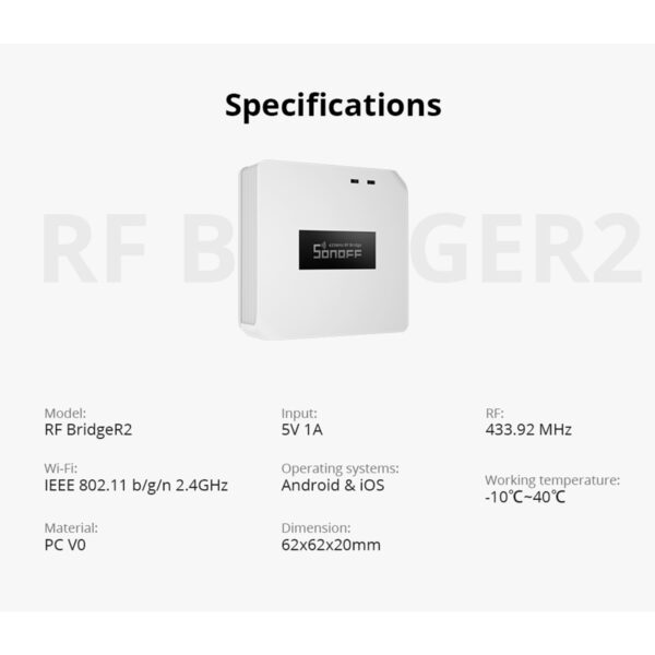 GloboStar® 80052 SONOFF RF BRIDGER2 - 433MHz RF to Wi-Fi Smart Hub - Switch Hub - Image 12