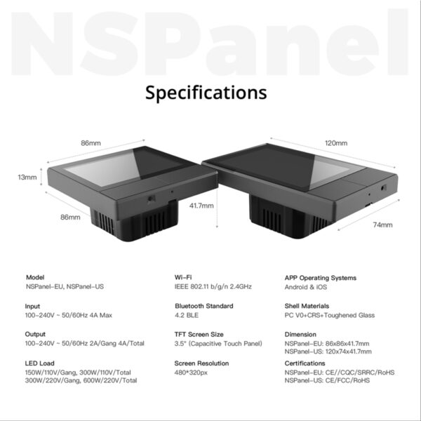 GloboStar® 80058 SONOFF NSPanel-R2-2022-EU - Wi-Fi Smart Scene Wall Switch(86/EU Type) - Integrated HMI Panel - Smart Temperature Control - Image 27