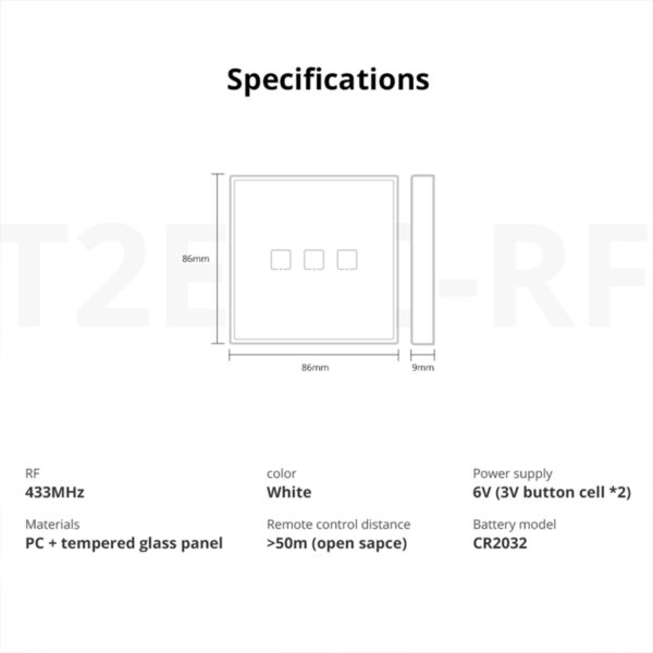 GloboStar® 80065 SONOFF T2EU1C-RF - 433MHz Wireless Smart Wall Touch Button Switch 1 Way - RF Series - Image 14