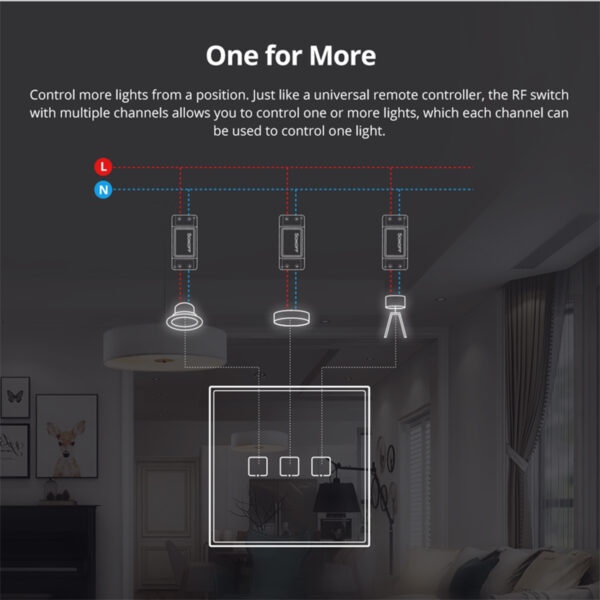 GloboStar® 80065 SONOFF T2EU1C-RF - 433MHz Wireless Smart Wall Touch Button Switch 1 Way - RF Series - Image 6