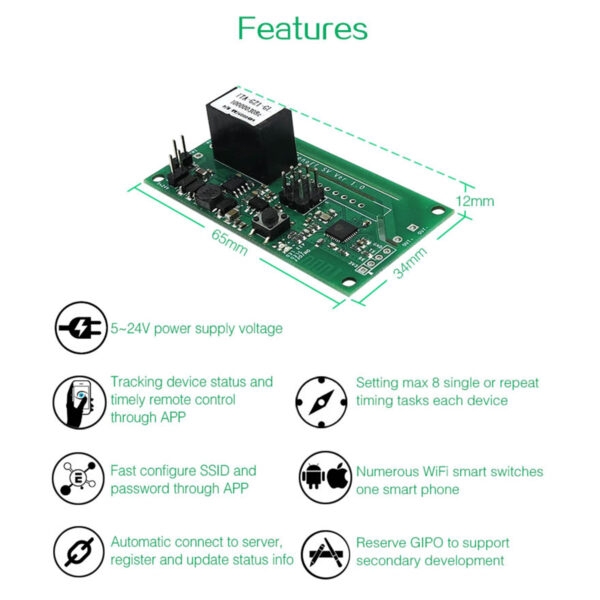 GloboStar® 80068 SONOFF SV - Safe Voltage Wi-Fi Wireless Switch Smart Home Module Support Secondary Development - Image 9