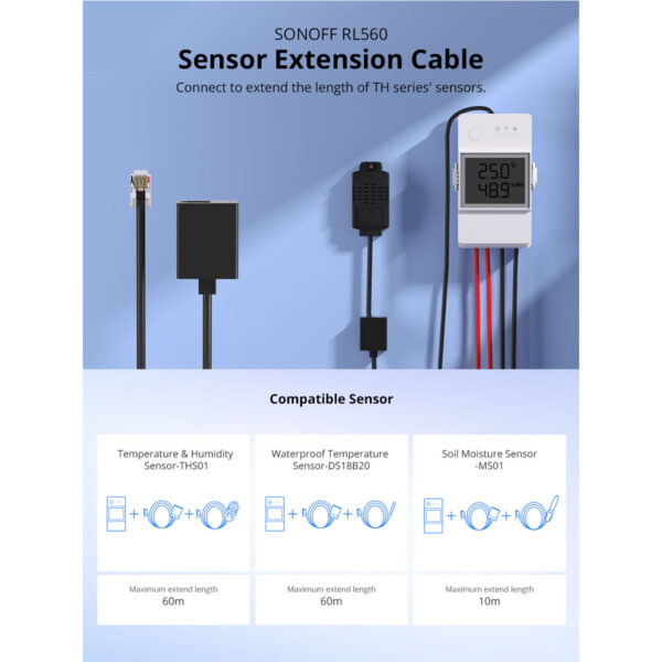 GloboStar® 80103 SONOFF RL560 Sensor Extension Cable 5m for THS01 - DS18B20 - MS01 With RJ9 4P4C Connector - Image 5