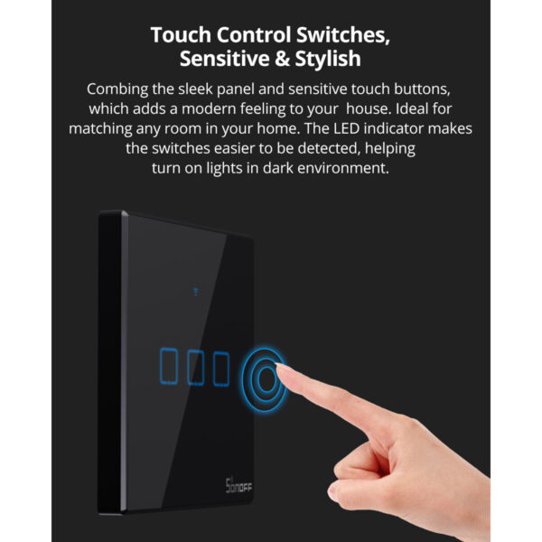 GloboStar® 80130  SONOFF T2EU1C-RF - 433MHz Wireless Smart Wall Touch Button Switch AC 100-240V Max 2A (2A/Way) 1 Way - RF Series - Image 10