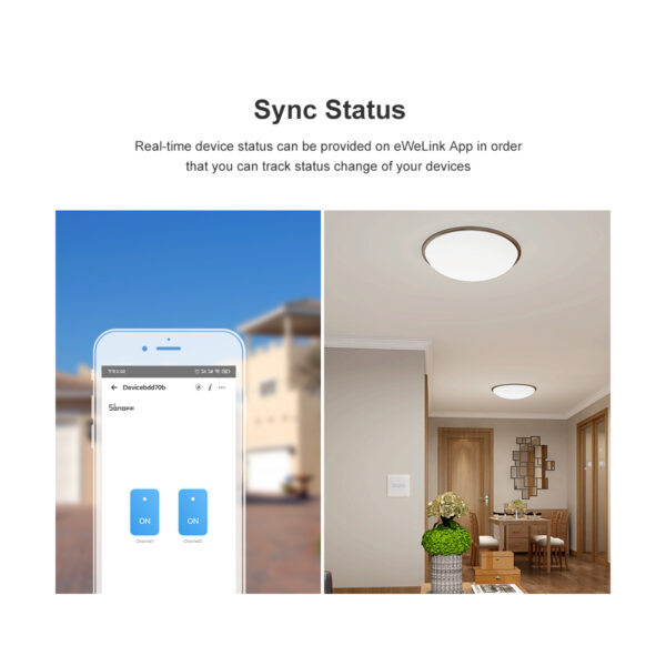 GloboStar® 80131  SONOFF T2EU2C-RF - 433MHz Wireless Smart Wall Touch Button Switch AC 100-240V Max 4A (2A/Way) 2 Way - RF Series - Image 14